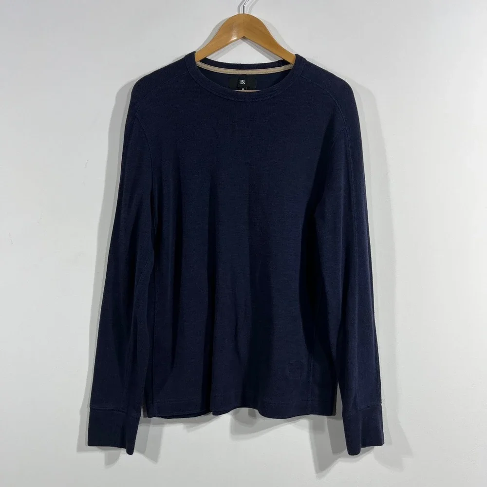 Banana Republic Mens Navy Minimalist Preppy Grunge Crewneck Knit Shirt Medium